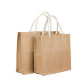 Customized Printed Xmas Natural Burlap Fashion Eco-Friendly Tote Bags Reusable Jute Shopping Bag with PE-Coated